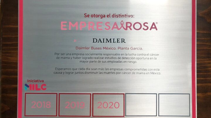 Por tercer año consecutivo, Mercedes-Benz Autobuses es reconocida con el Distintivo Empresa Rosa